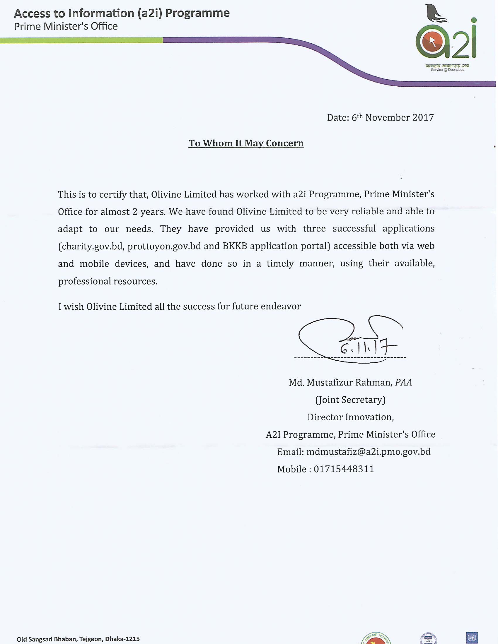 Client testimonial